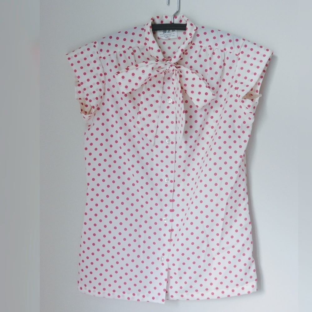 Vintage pink polka dot blouse